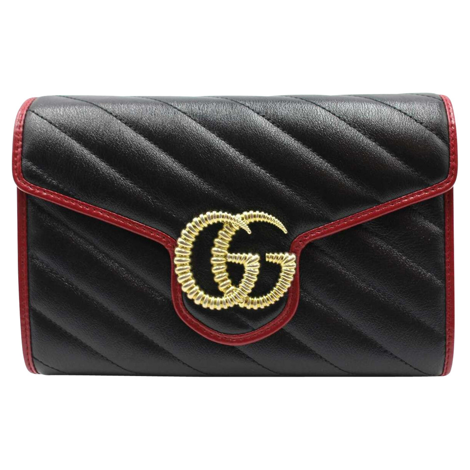 Gucci GG Marmont Clutch en Cuir en Noir