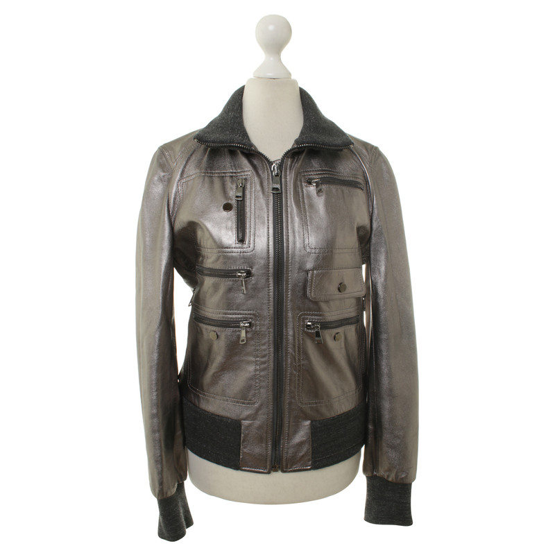Dolce & Gabbana Leather jacket in silver