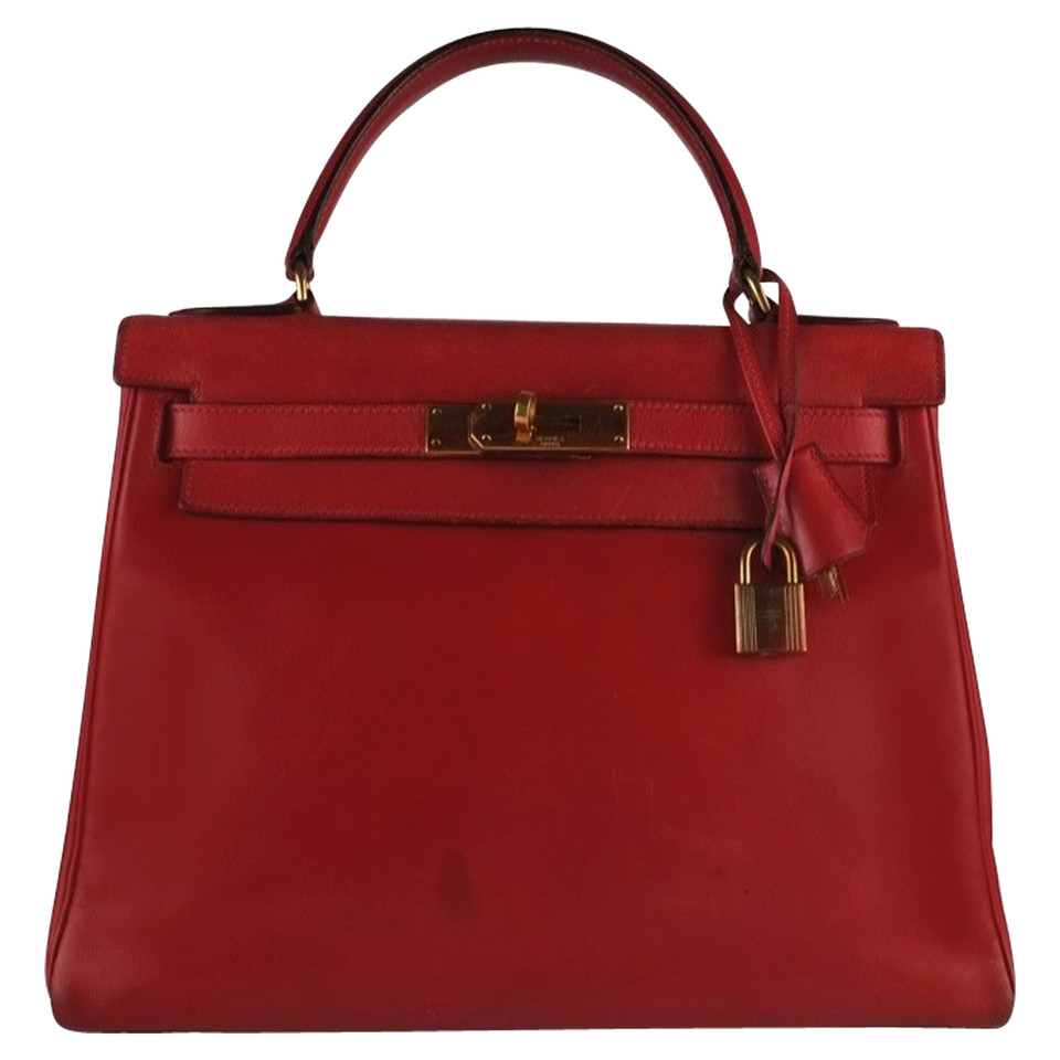 Hermès Kelly Bag 28 aus Leder in Rot