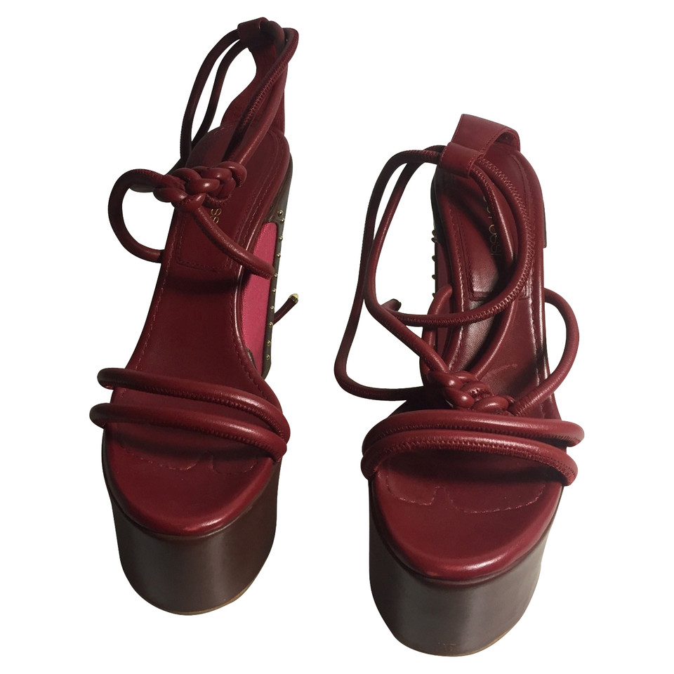 Sergio Rossi Wedges Leather in Bordeaux