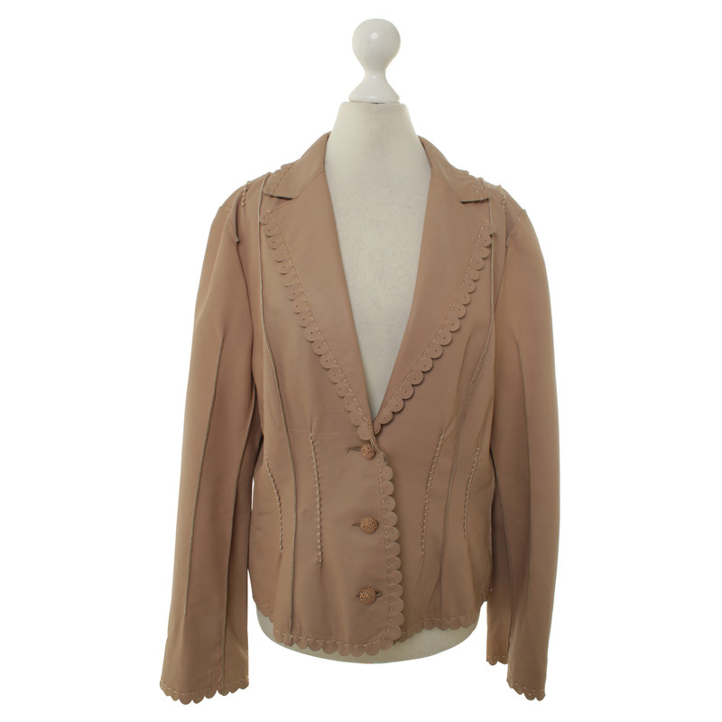 Marc Cain Leather Blazer in nude