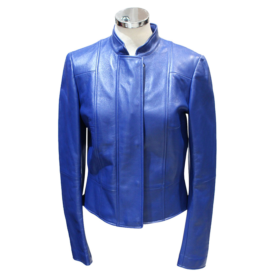 Alexander McQueen Jacke/Mantel aus Leder in Blau