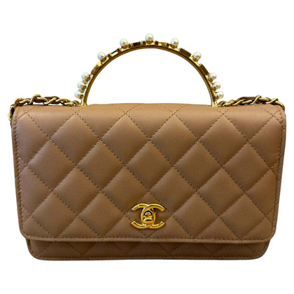 Chanel Top Handle Flap Bag Leather in Beige