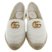 Gucci Slipper/Ballerinas aus Leder in Weiß