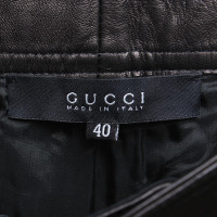 Gucci Leren broek in donkerbruin