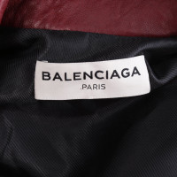 Balenciaga Jacke/Mantel aus Leder in Bordeaux