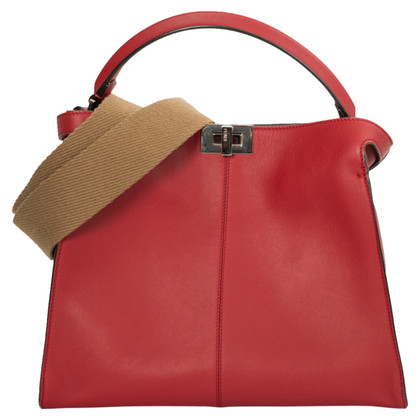 Fendi Peekaboo Bag aus Leder in Rot