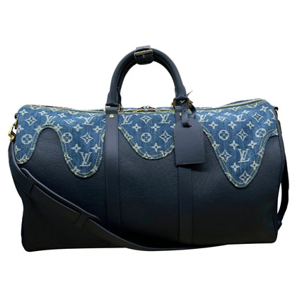Louis Vuitton Escale Keepall 50 Bandouliere Jeans fabric in Blue