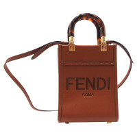 Fendi Sunshine Mini-Shopper aus Leder in Braun