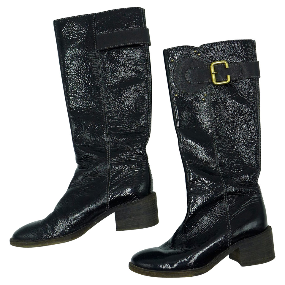 Chloé Stiefel aus Lackleder in Schwarz