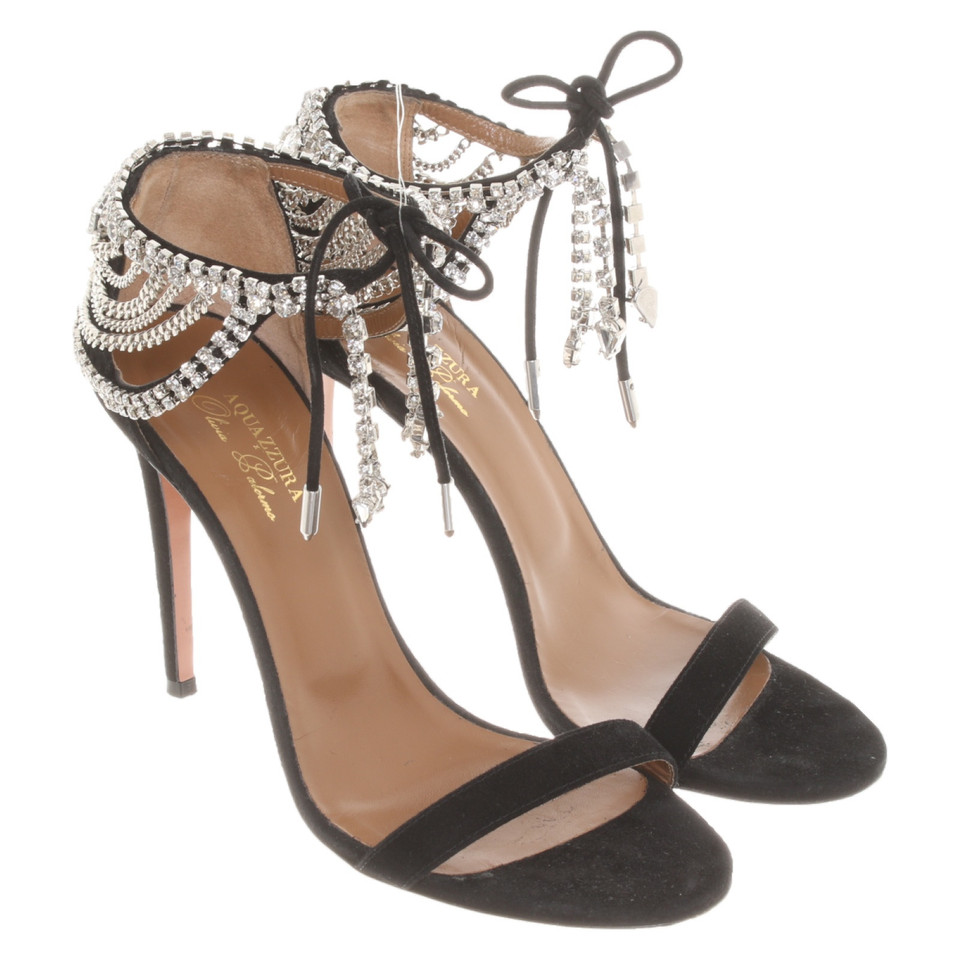 Aquazzura Sandalen Suède in Zwart