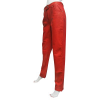 Emanuel Ungaro Paio di Pantaloni in Pelle in Rosso