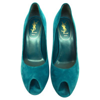 Yves Saint Laurent Peep-orteils en turquoise