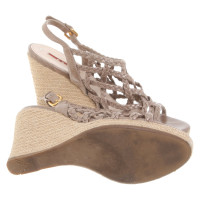 Prada Wedges Leather in Taupe