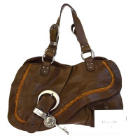 Christian Dior Gaucho Saddle Bag Leather in Khaki