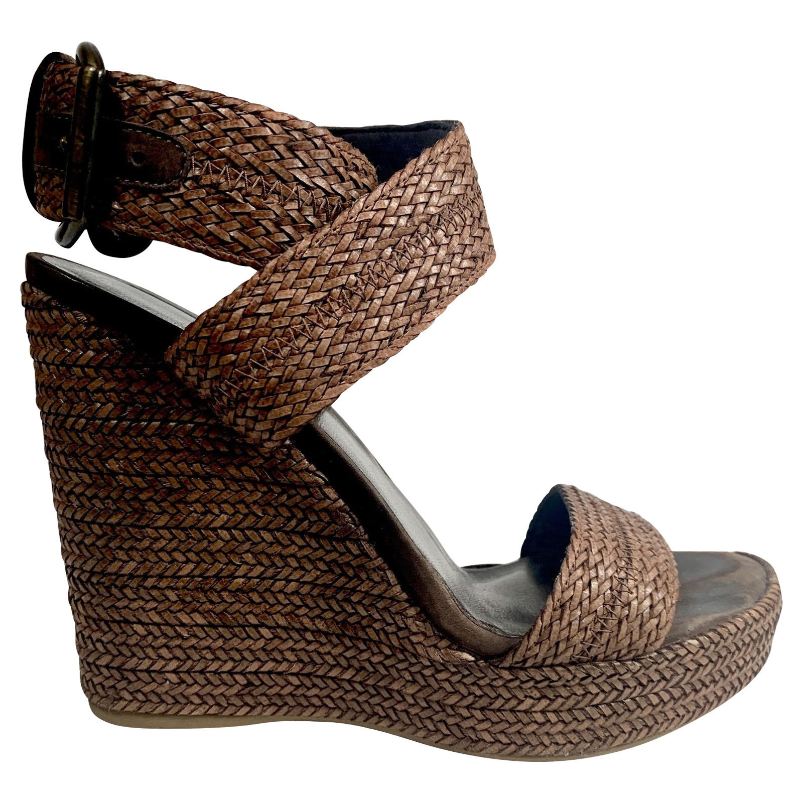 Stuart Weitzman Wedges Leather in Brown - Second Hand Stuart Weitzman Wedges  Leather in Brown buy used for 230€ (4562360)