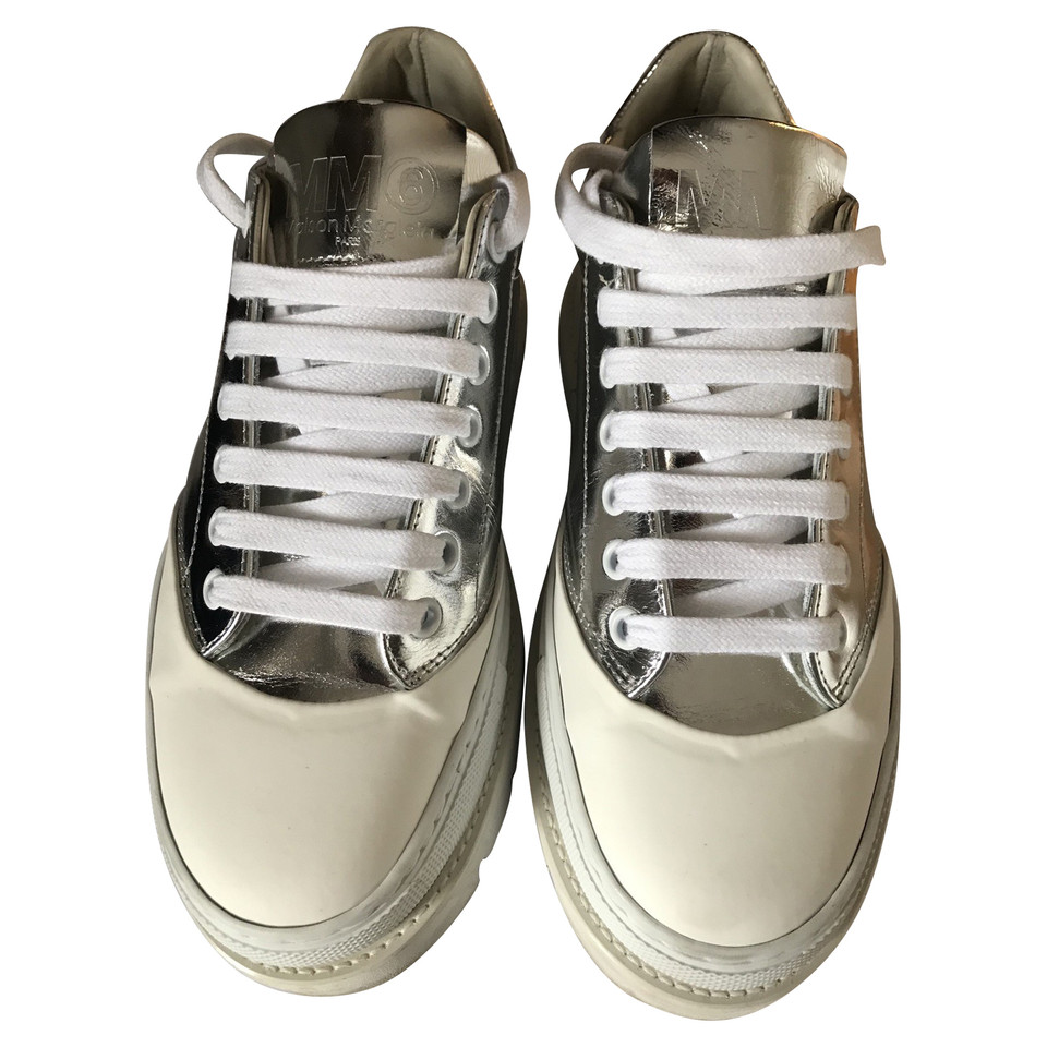 Mm6 By Maison Margiela Sneakers aus Leder in Silbern