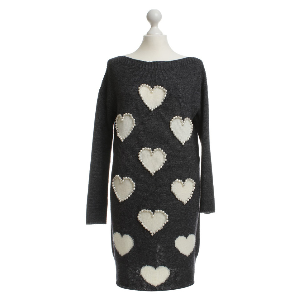 Twin Set Simona Barbieri Long knit sweater with heart