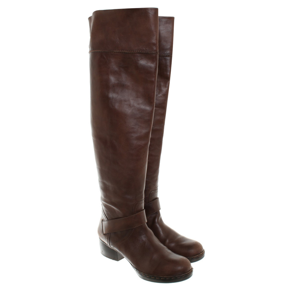 Costume National Braune Overknee-Stiefel