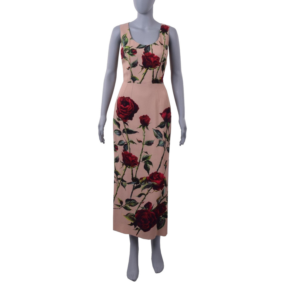Dolce & Gabbana Langes Kleid mit Rosen-Print 