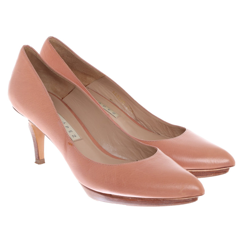 Pura Lopez Pumps/Peeptoes aus Leder in Nude