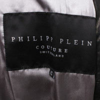 Philipp Plein cappotto di pelle di colore nero