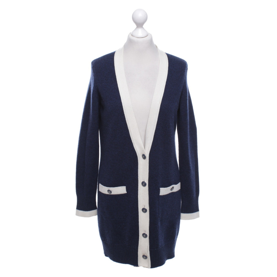 Chanel Cardigan en bleu / crème