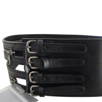 Alexander McQueen Black leather zipper belt.
