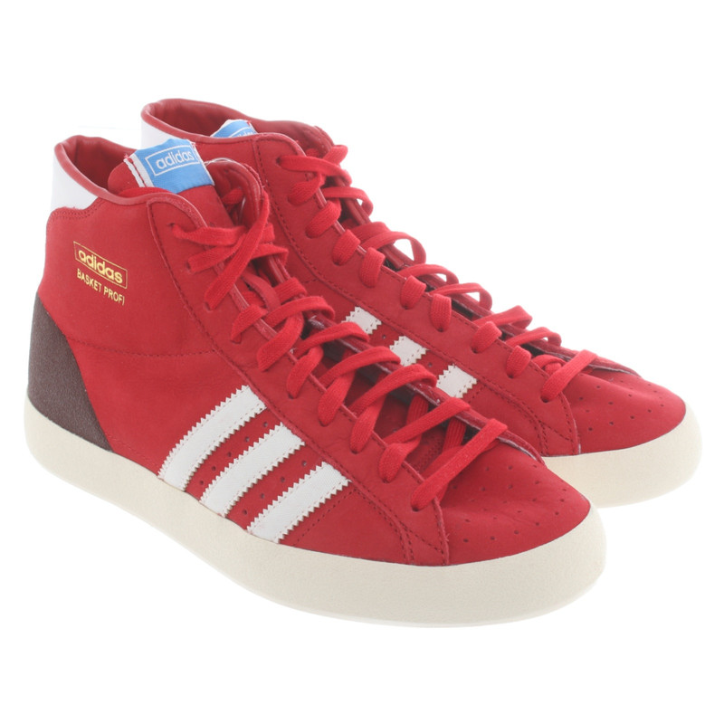 red leather adidas trainers