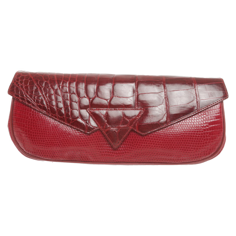 Zagliani Clutch Bag Leather in Red