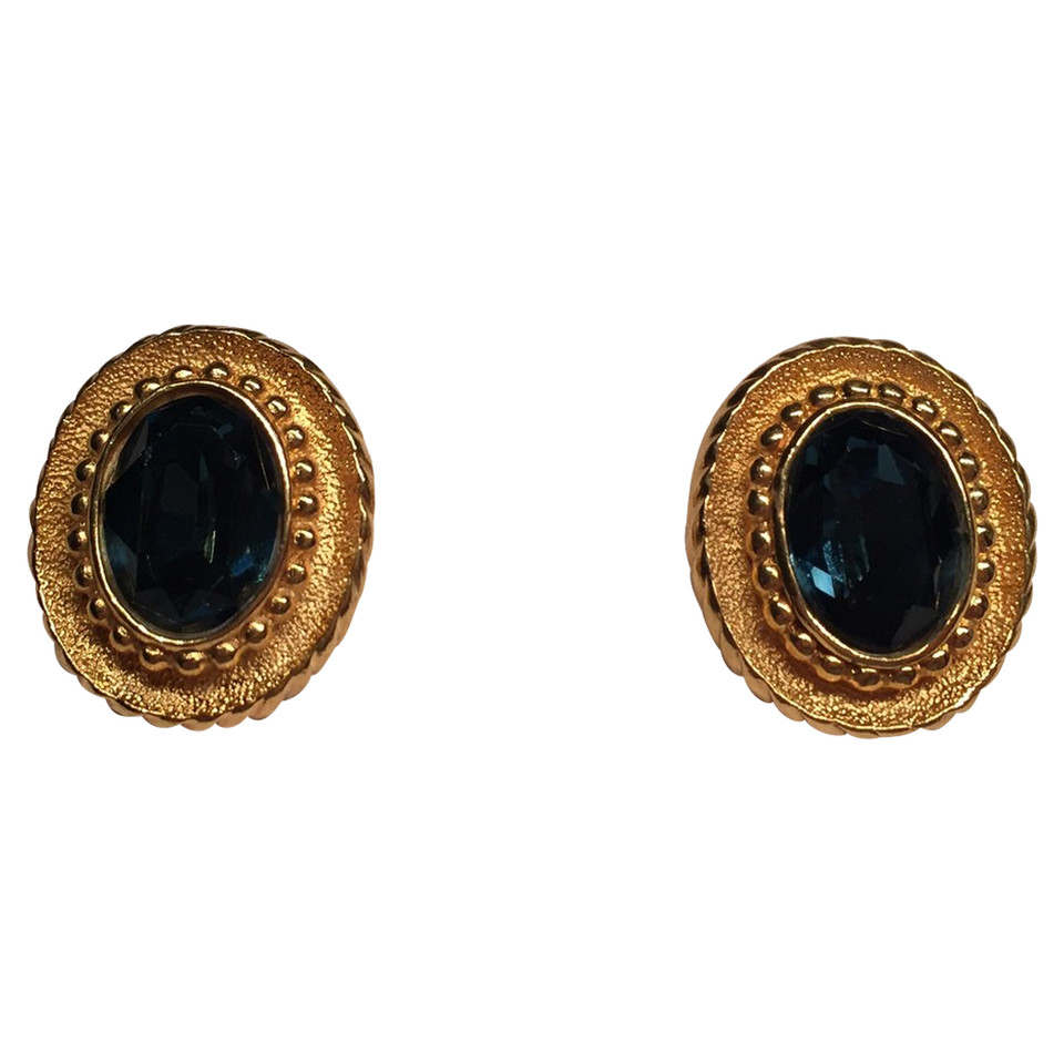 Christian Dior Ear clips with blue stone