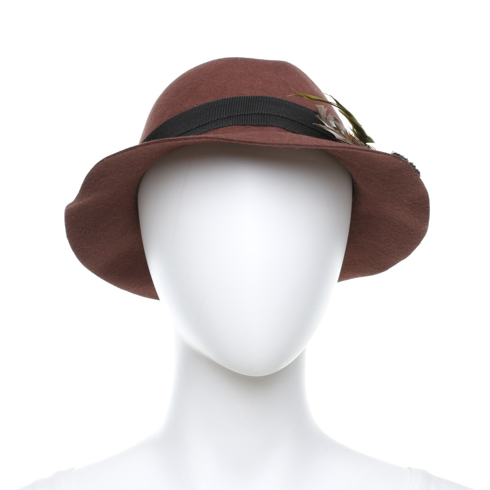 Jil Sander Cappello in feltro in marrone rossiccio