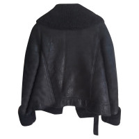 Balmain Jacke/Mantel aus Leder in Schwarz