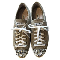 Miu Miu Sneaker in Pelle scamosciata in Beige