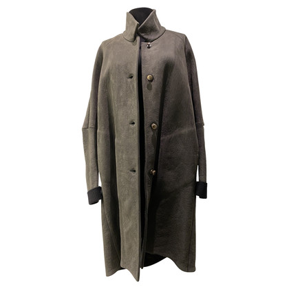 Isaac Sellam Giacca/Cappotto in Pelle in Verde oliva