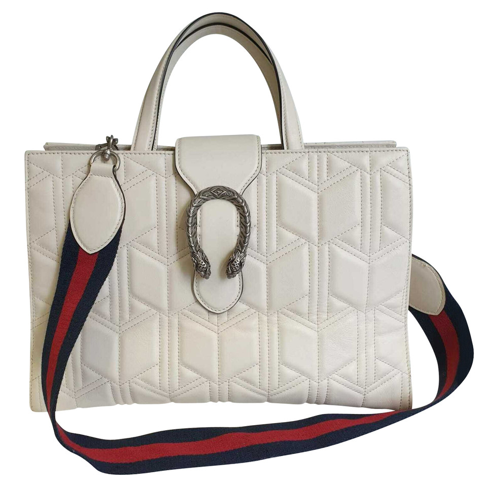 Gucci Dionysus Tote Bag in Pelle in Bianco
