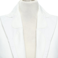 Versace Veste / manteau en crème avec des détails en cuir