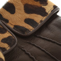 Prada Gants en cuir avec imprimé léopard