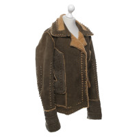 Ermanno Scervino Jacke/Mantel aus Leder in Braun