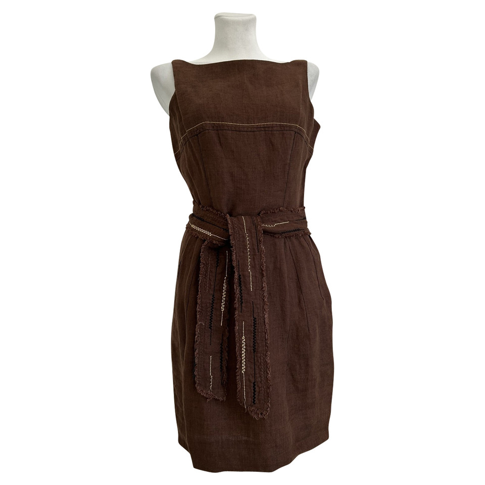 Adolfo Dominguez Dress Linen in Brown