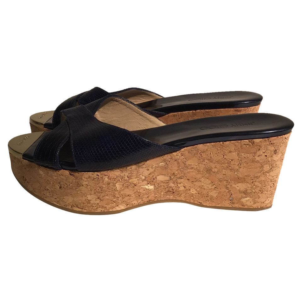 Jimmy Choo Wedges aus Leder in Blau