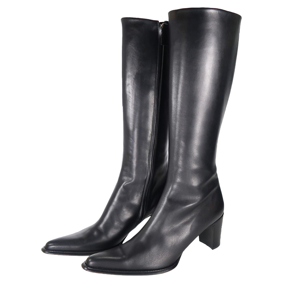 Jil Sander Stiefel aus Leder in Schwarz