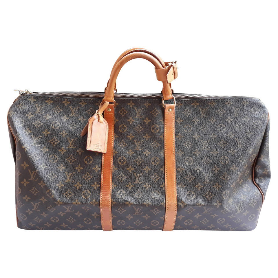 Louis Vuitton Keepall 60 in Tela in Marrone