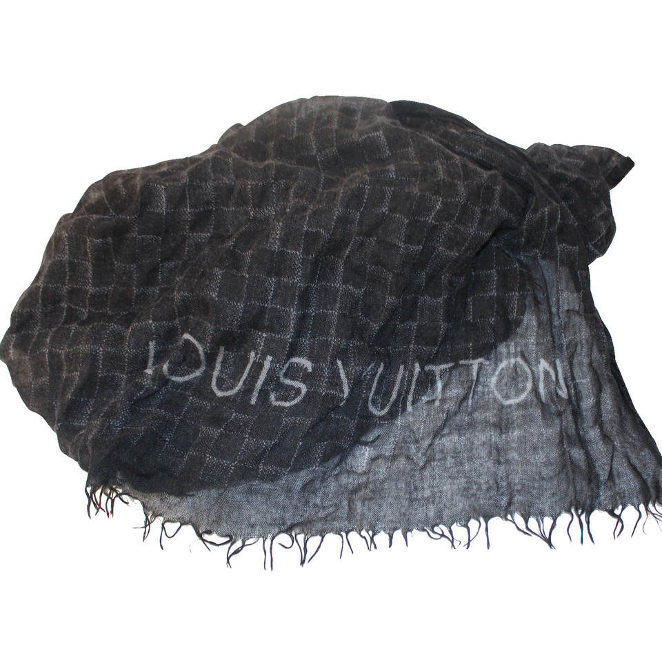 Louis Vuitton SCIARPA Damier nero di cachemire grigio