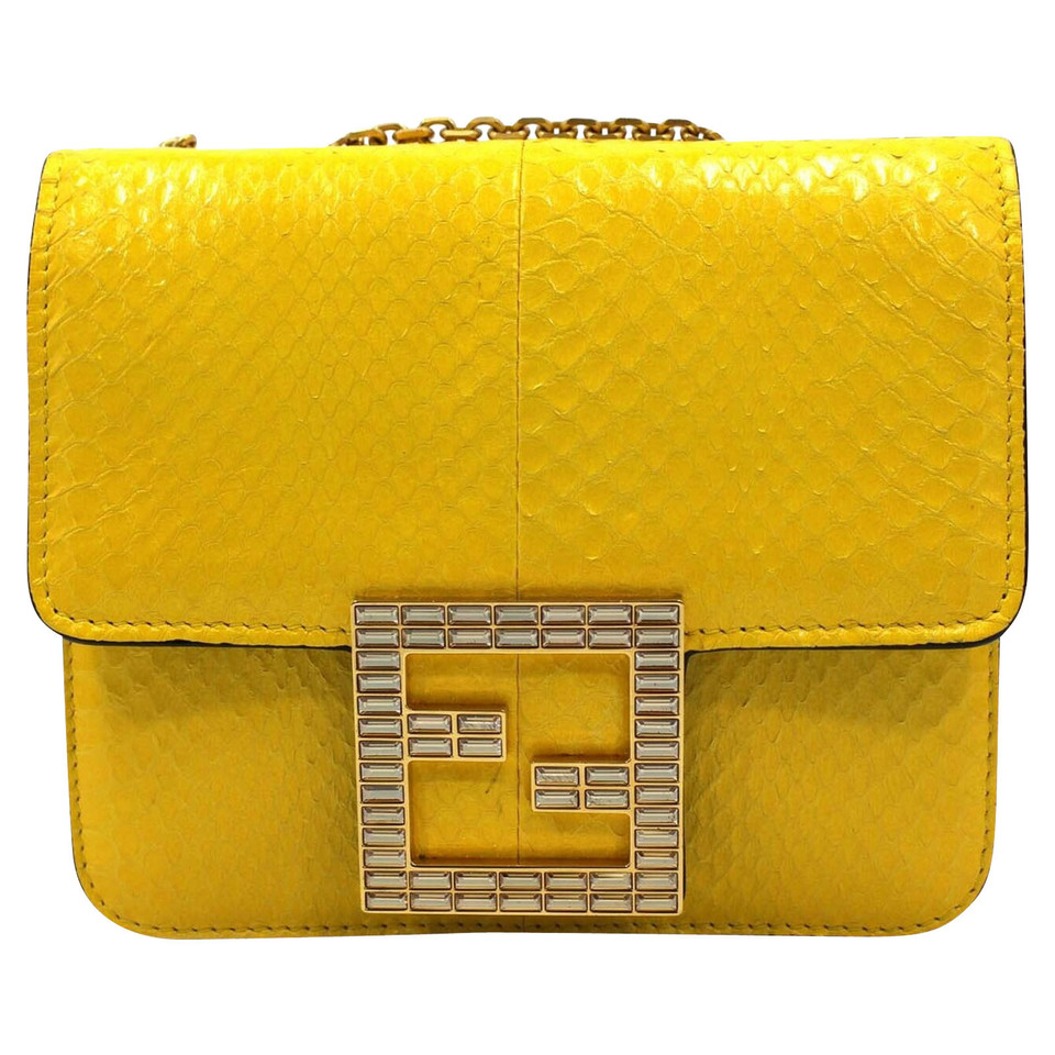 Fendi Clutch Bag Leather in Yellow