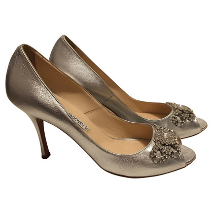 Luciano Padovan Pumps/Peeptoes Leather in Silvery