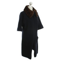 Allude Cashmere sweater coat with fur collar