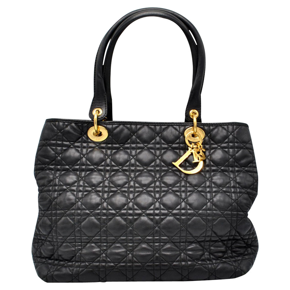 Christian Dior Shopper Leer in Zwart