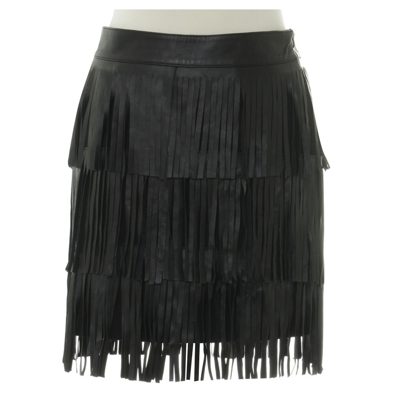Guido Maria Kretschmer Leather skirt with fringe 