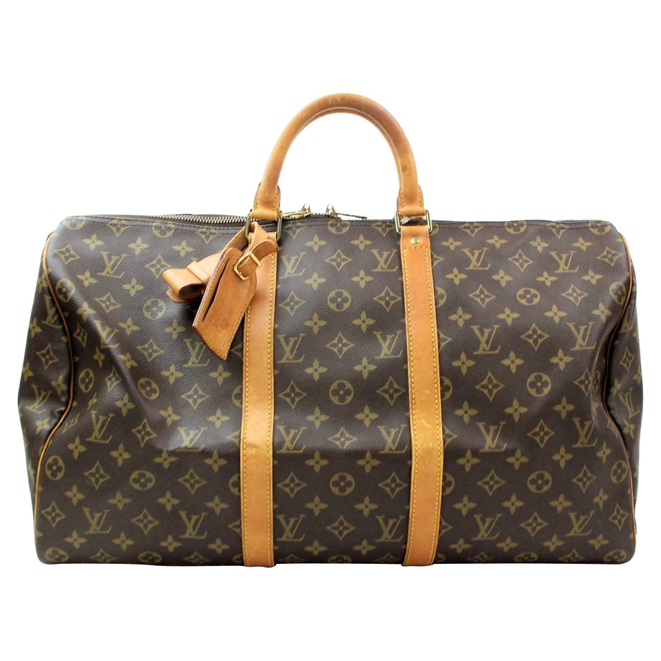 Louis Vuitton Keepall in Tela in Marrone